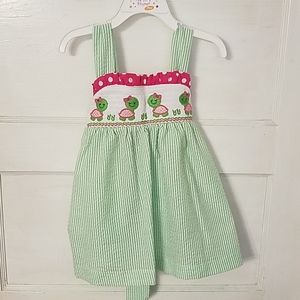 Lil Cactus Smocked Turtle Gingham dress